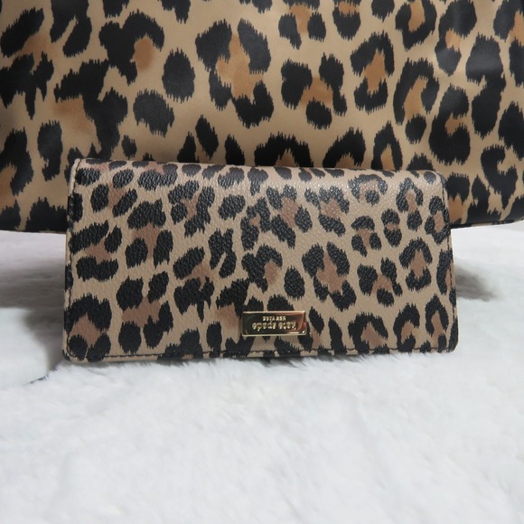 Kate Spade Set Schuyler Brown Leopard Print Shoulder Handbag Purse Card & Wallet - Picture 2 of 10